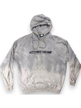 🛸 Hoodie Mens Small Oversized Tie Dye Gray Wash Pullover Reclaimed Vintage